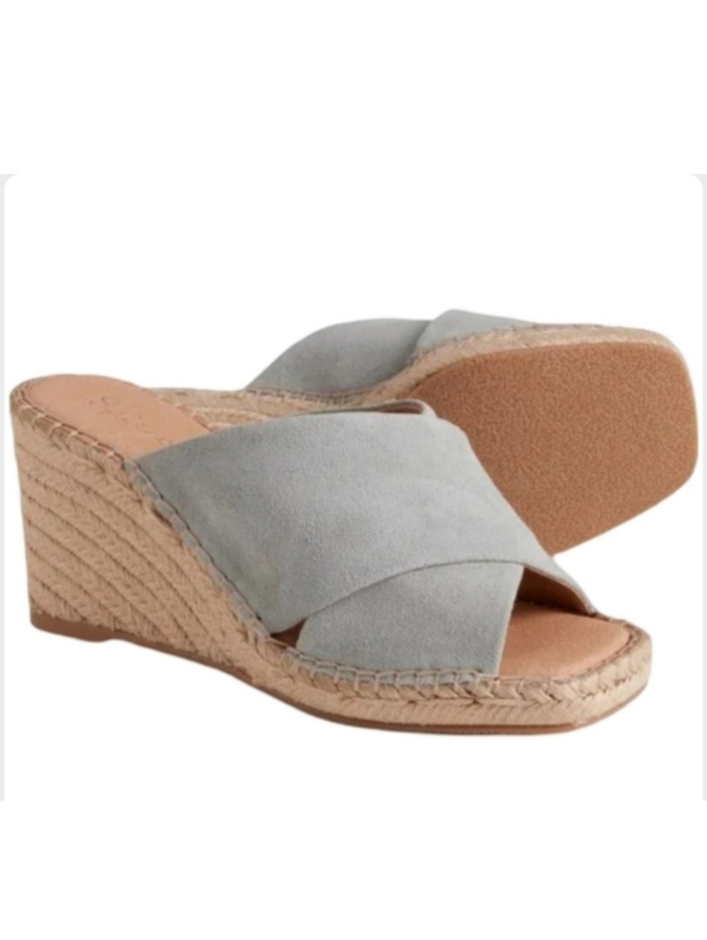 Splendid Britt Wedge Espadrille Sandals Ibiza Blue Suede 9M